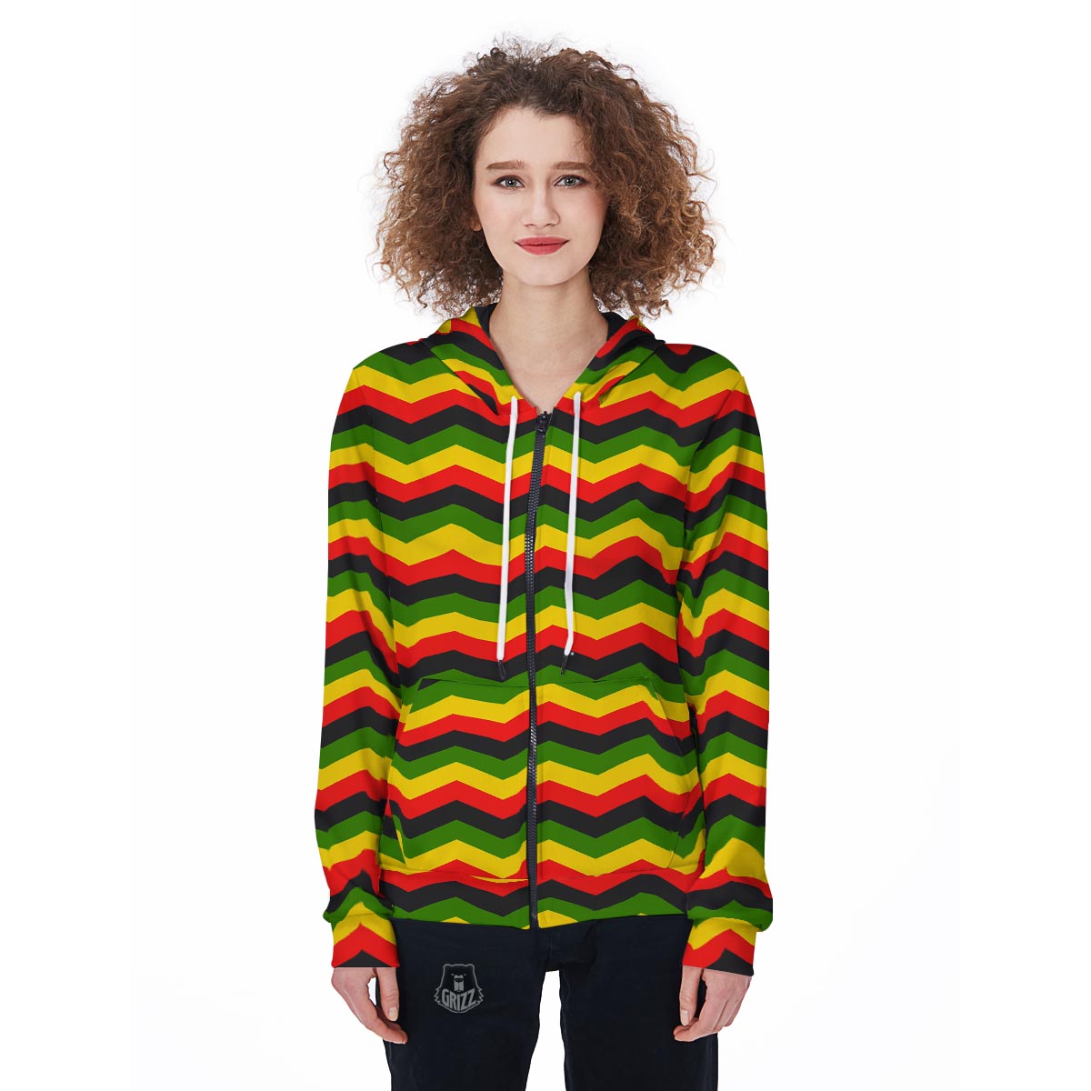 Jamaica Reggae Rasta Women's Zip Up Hoodie-grizzshop