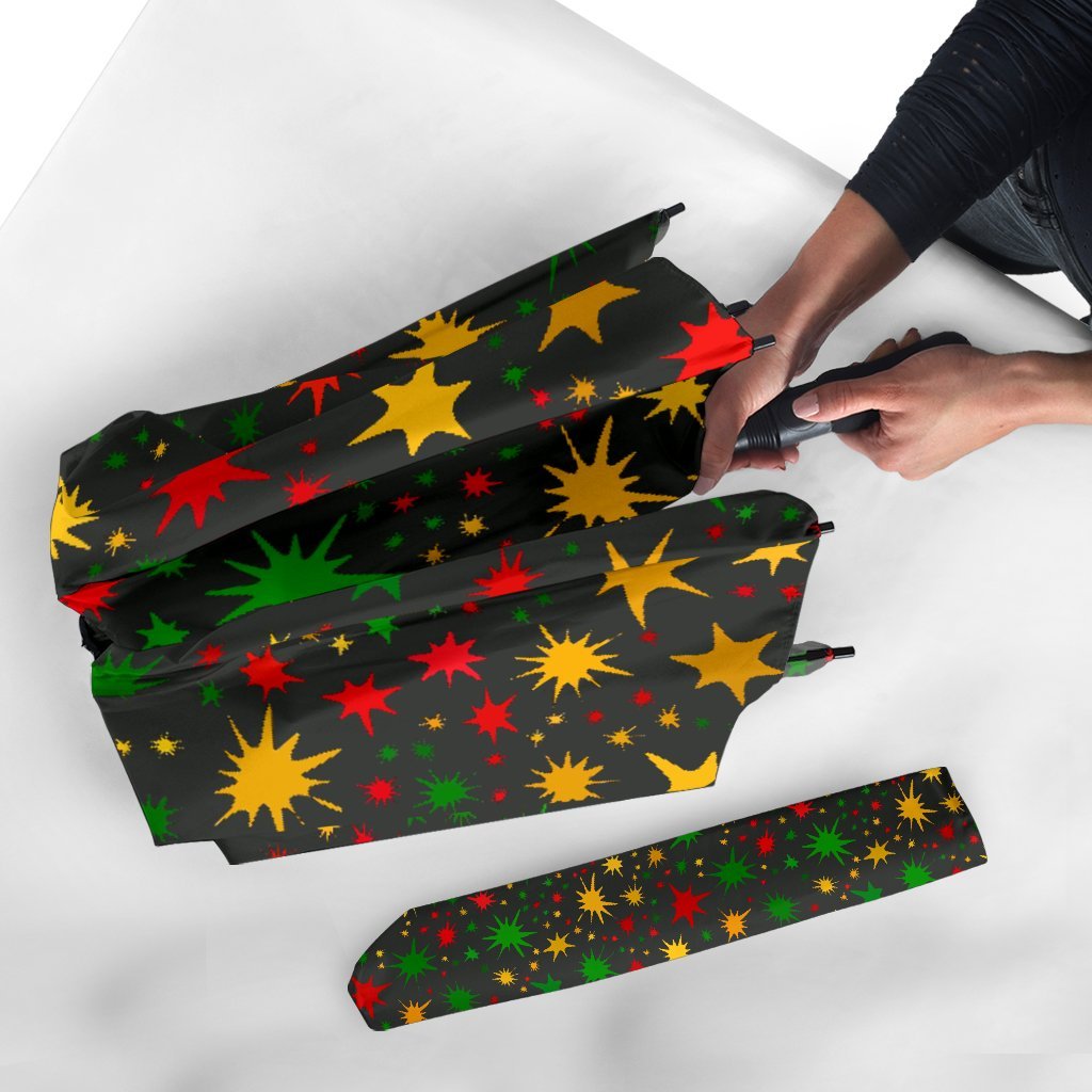 Jamaican Color Pattern Print Automatic Foldable Umbrella-grizzshop