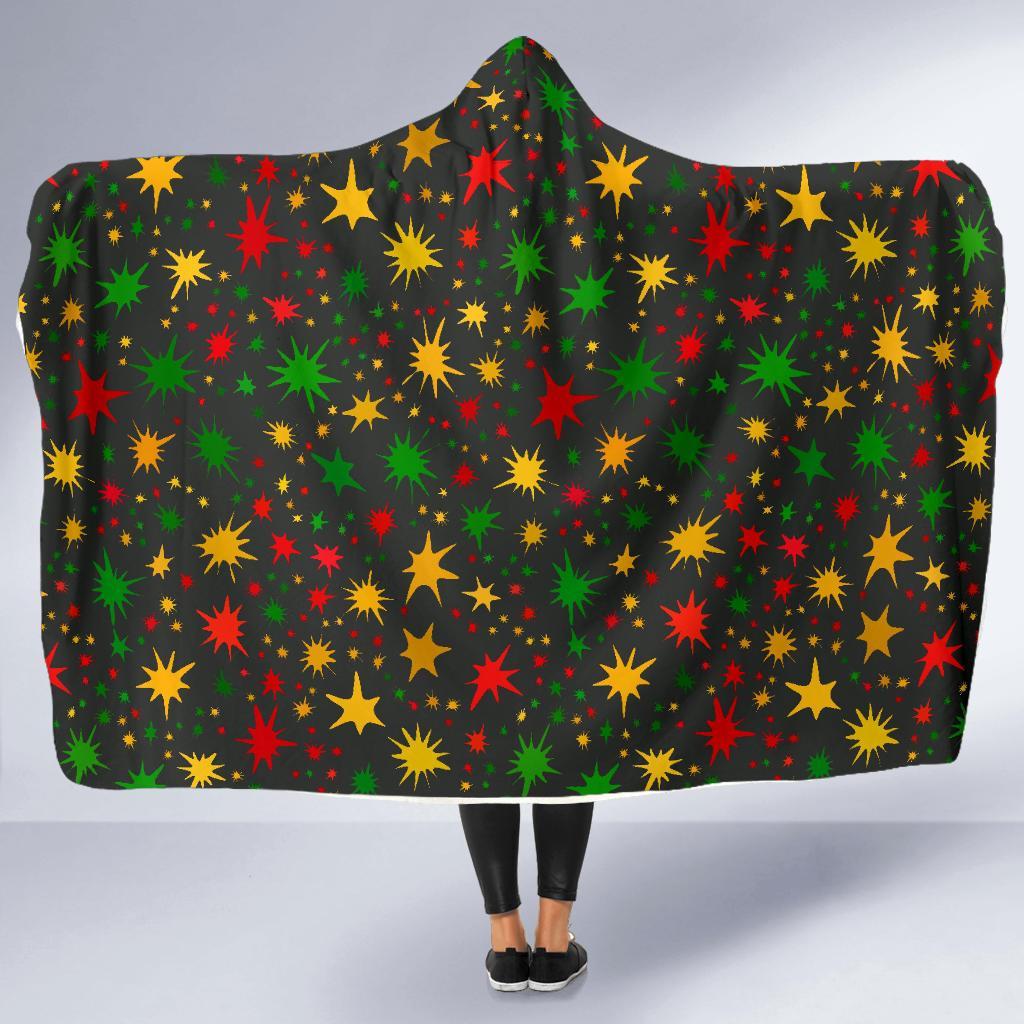 Jamaican Color Pattern Print Hooded Blanket-grizzshop