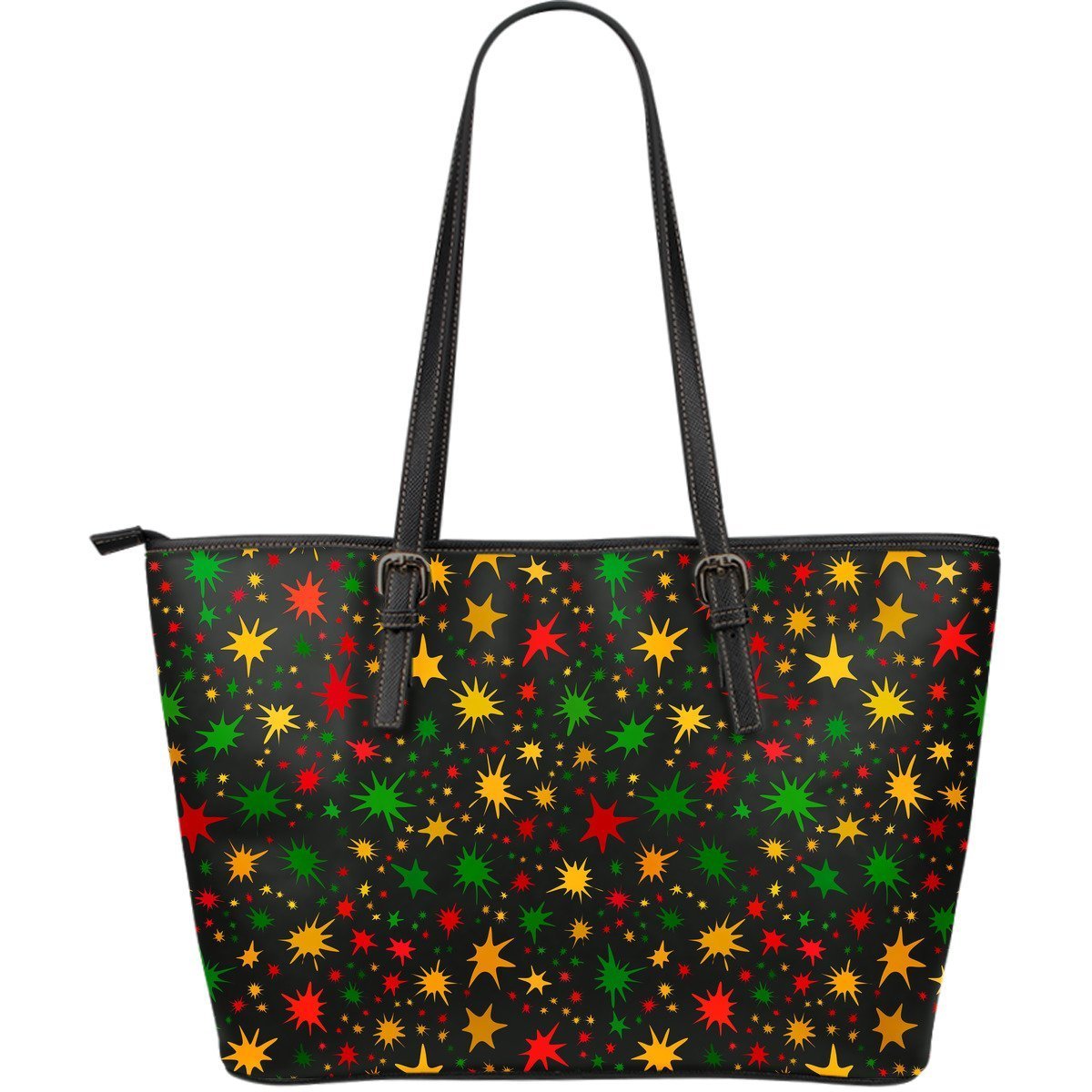 Jamaican Color Pattern Print Leather Tote Bag-grizzshop