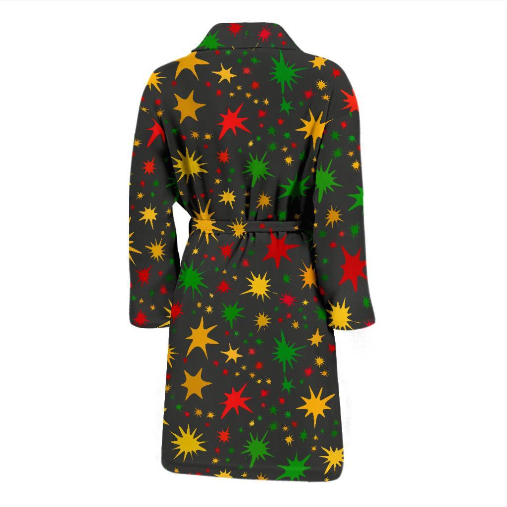 Jamaican Color Pattern Print Men Long Robe-grizzshop
