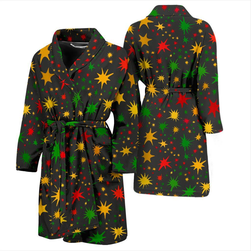 Jamaican Color Pattern Print Men Long Robe-grizzshop