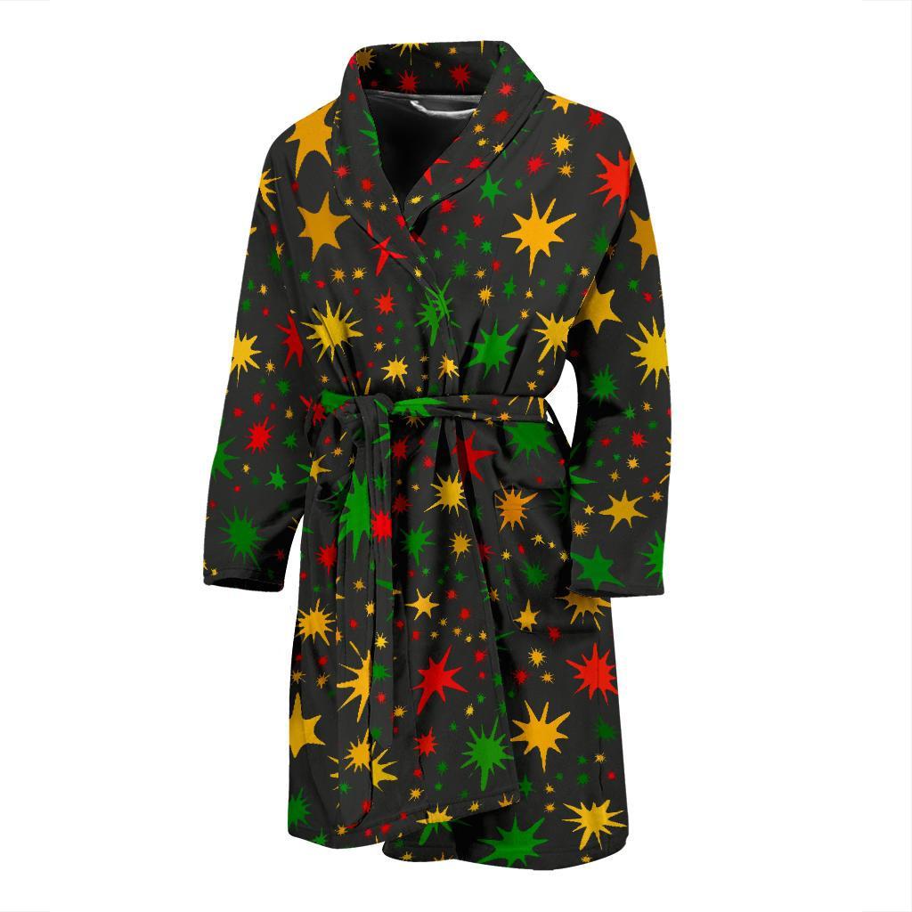 Jamaican Color Pattern Print Men Long Robe-grizzshop
