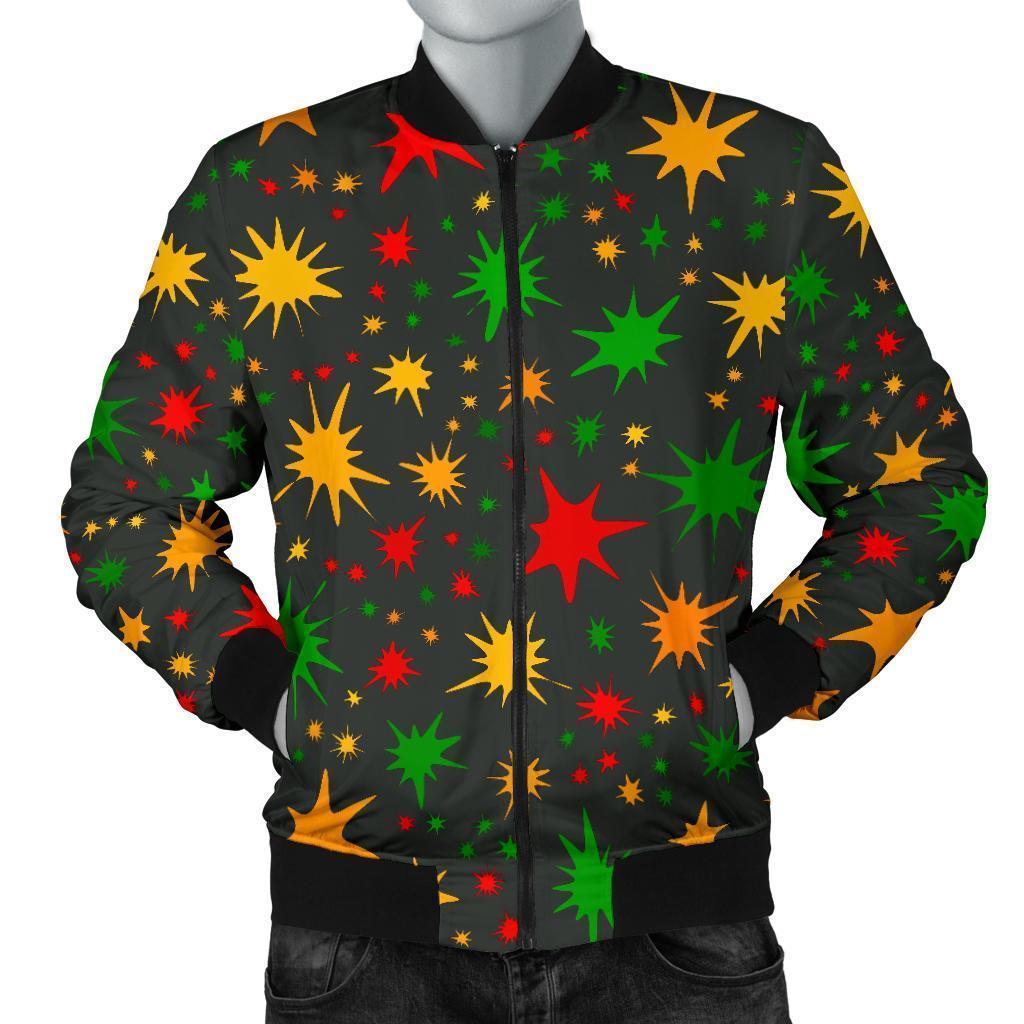 Jamaican Color Pattern Print Men's Bomber Jacket-grizzshop