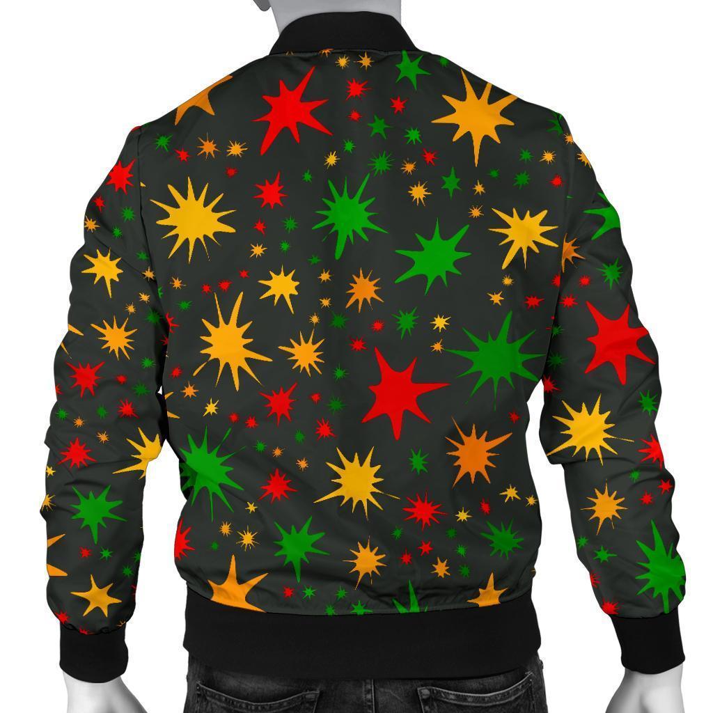 Jamaican Color Pattern Print Men's Bomber Jacket-grizzshop