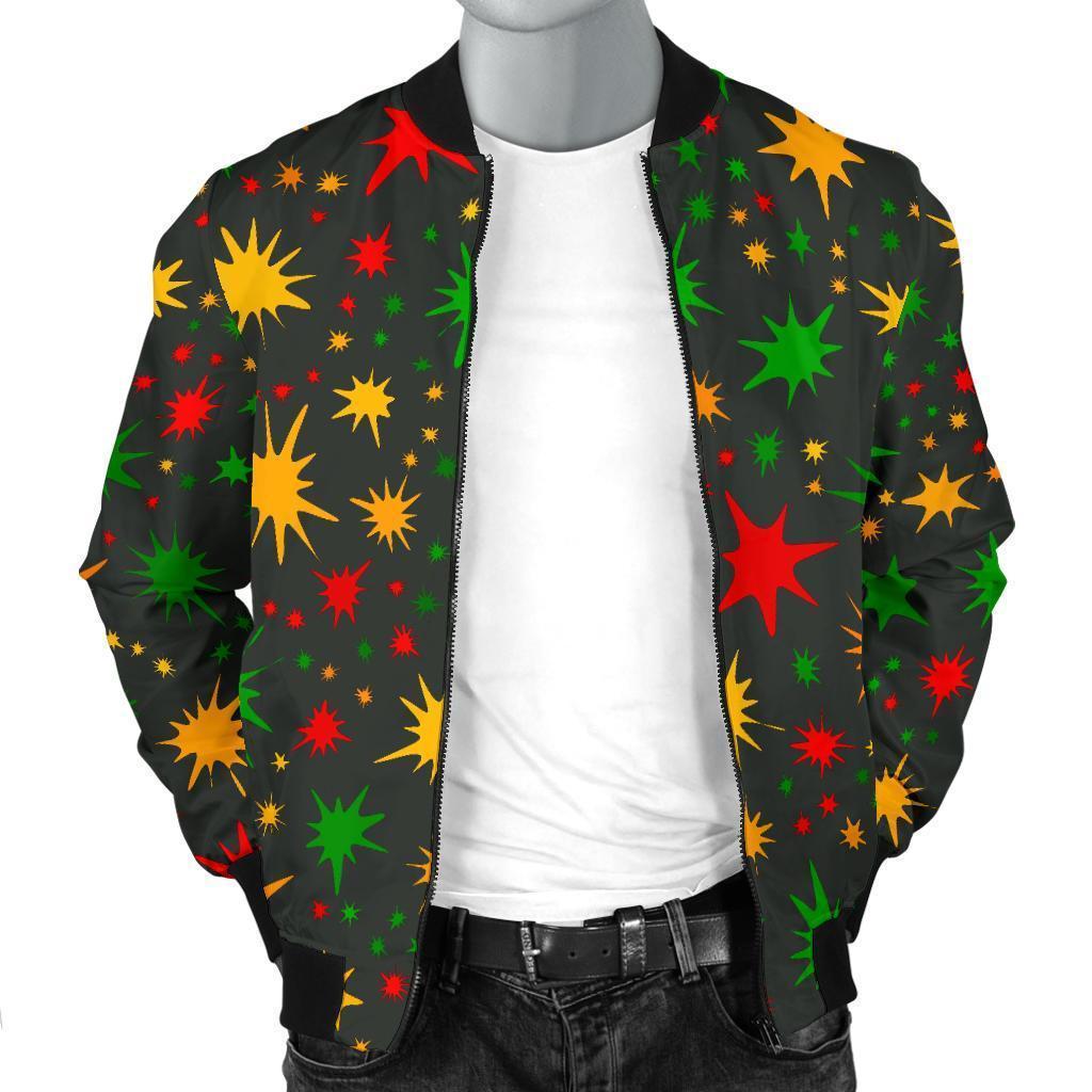 Jamaican Color Pattern Print Men's Bomber Jacket-grizzshop