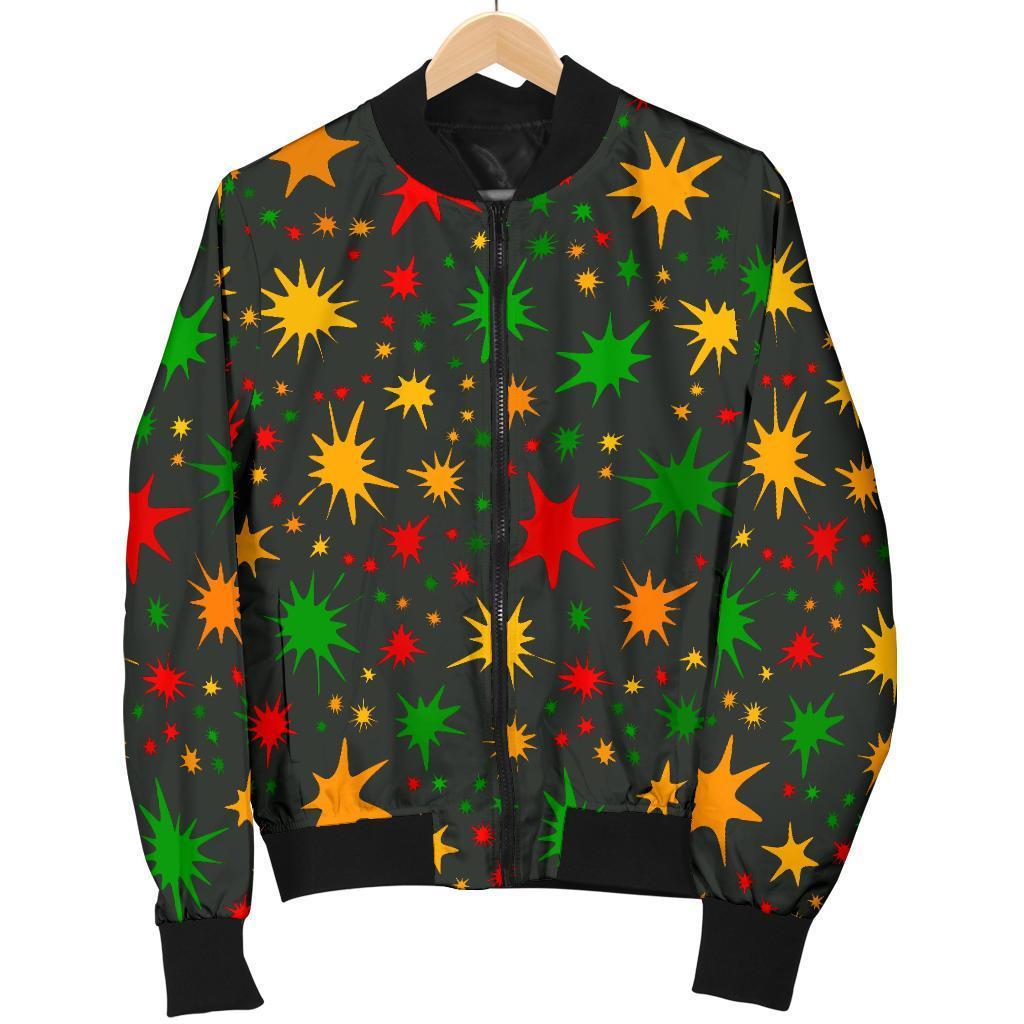 Jamaican Color Pattern Print Men's Bomber Jacket-grizzshop