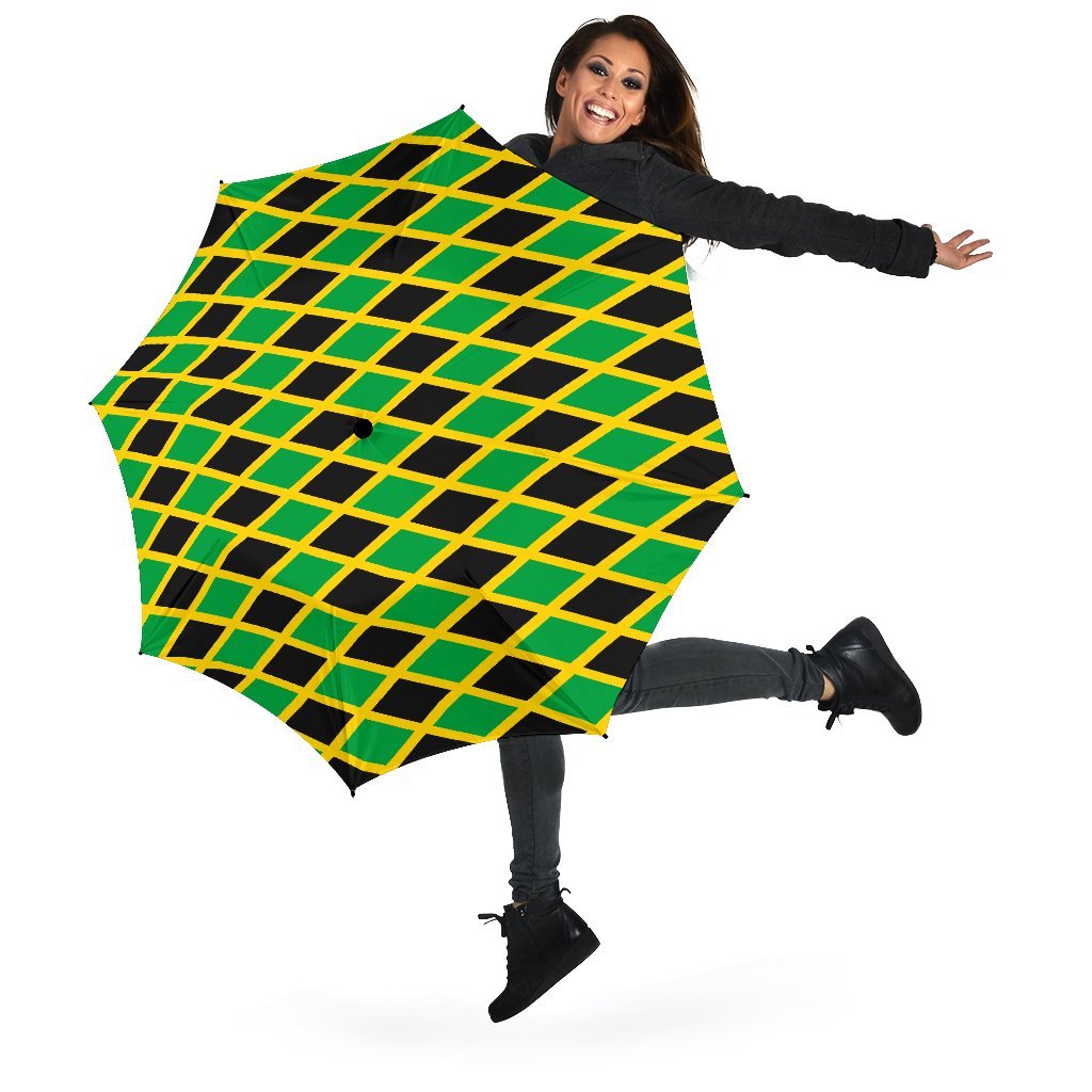 Jamaican Flag Pattern Print Automatic Foldable Umbrella-grizzshop