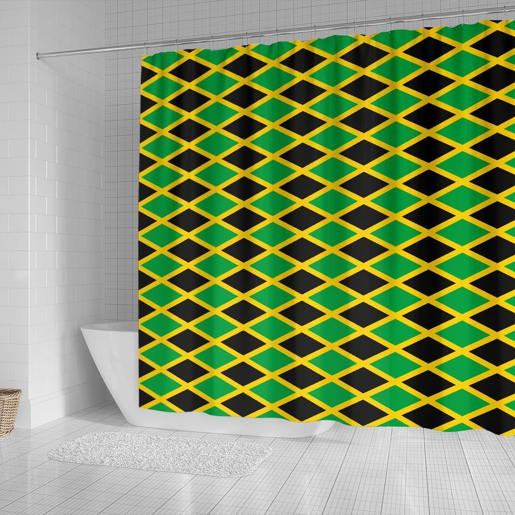 Jamaican Flag Pattern Print Bathroom Shower Curtain-grizzshop