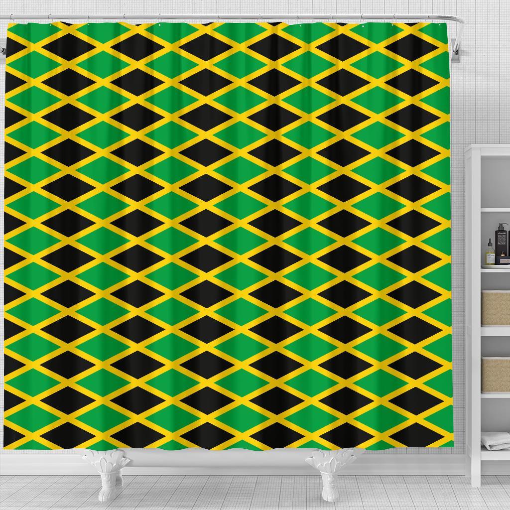 Jamaican Flag Pattern Print Bathroom Shower Curtain-grizzshop