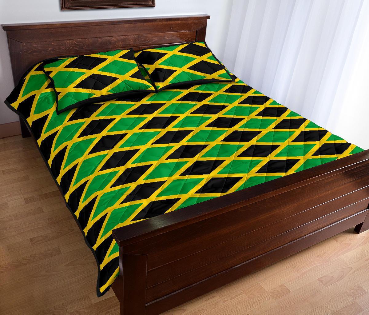 Jamaican Flag Pattern Print Bed Set Quilt-grizzshop