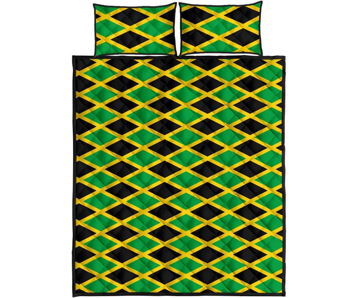 Jamaican Flag Pattern Print Bed Set Quilt-grizzshop