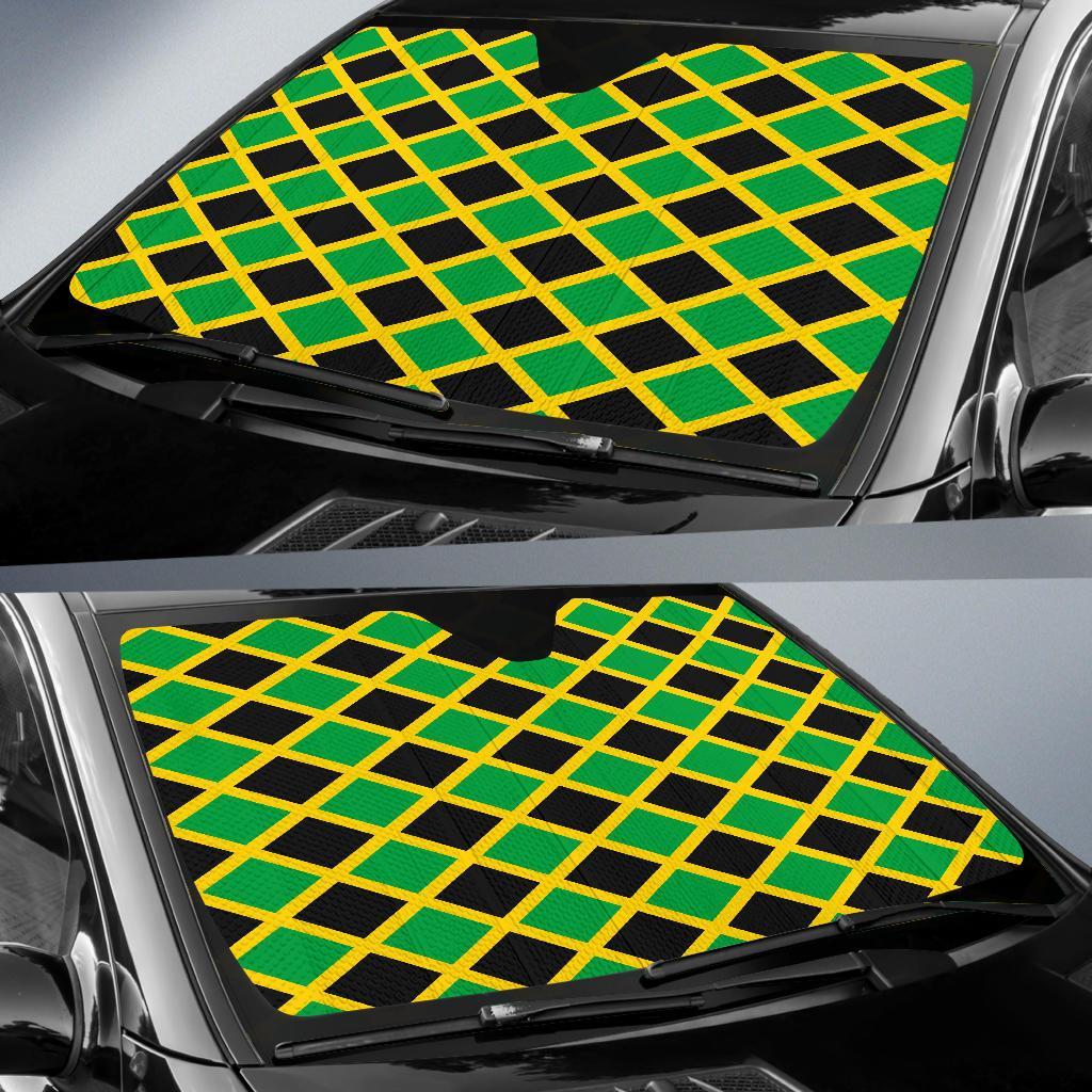 Jamaican Flag Pattern Print Car Sun Shade-grizzshop