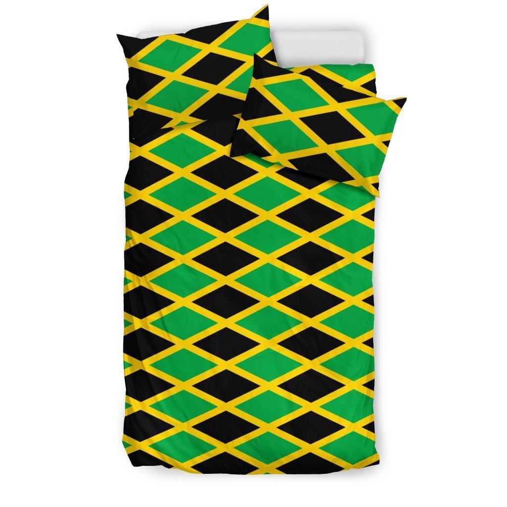 Jamaican Flag Pattern Print Duvet Cover Bedding Set-grizzshop