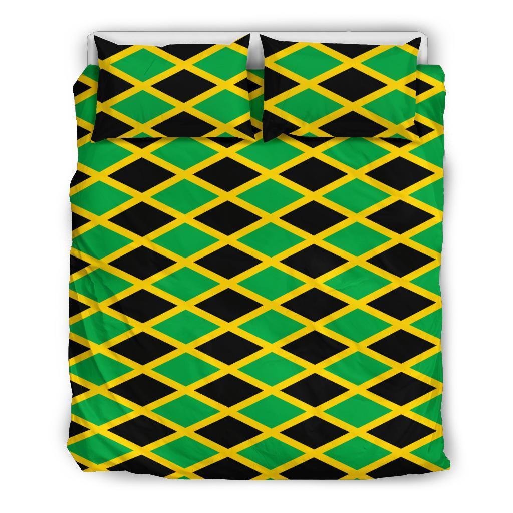 Jamaican Flag Pattern Print Duvet Cover Bedding Set-grizzshop