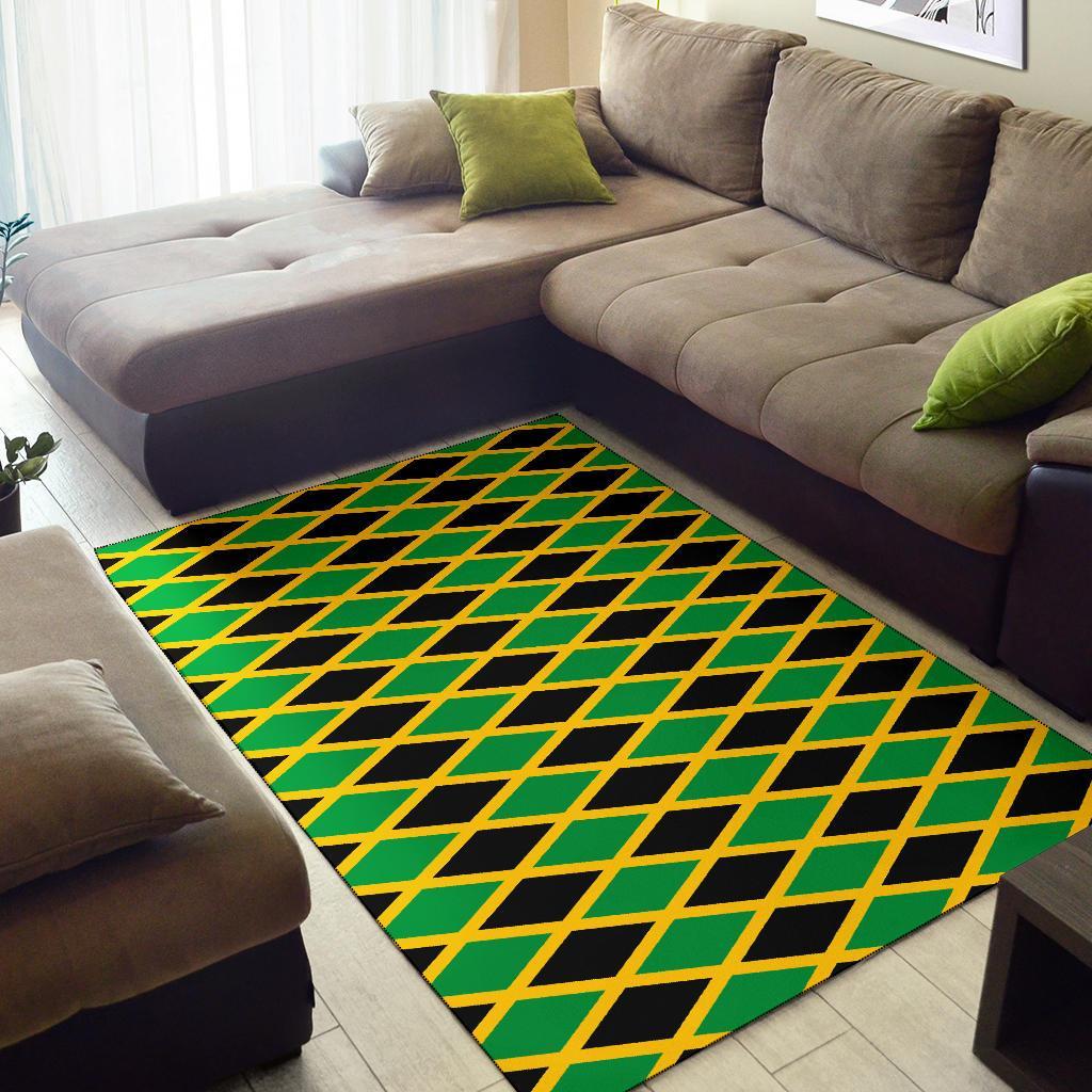 Jamaican Flag Pattern Print Floor Mat-grizzshop