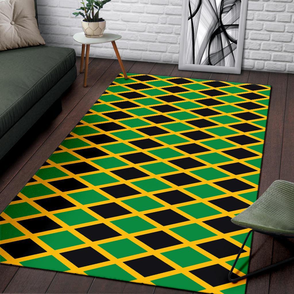 Jamaican Flag Pattern Print Floor Mat-grizzshop