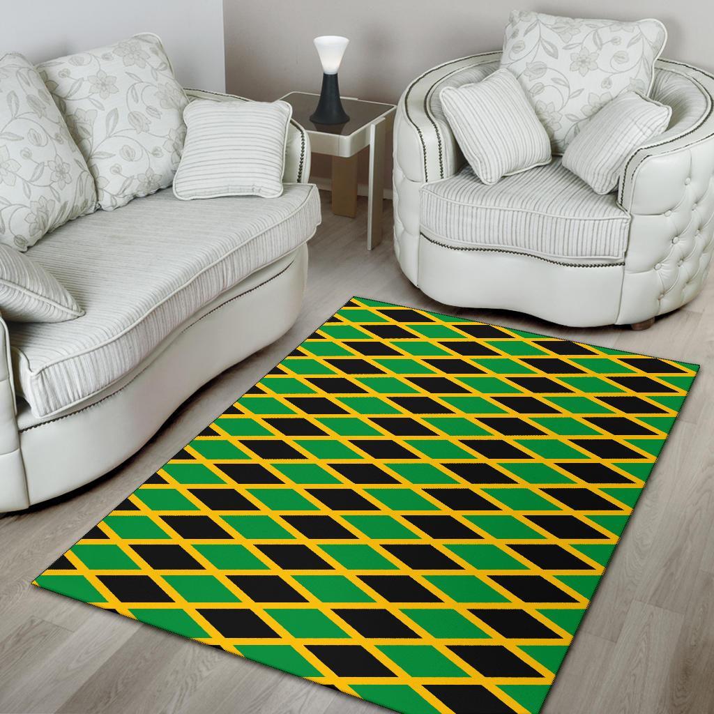Jamaican Flag Pattern Print Floor Mat-grizzshop