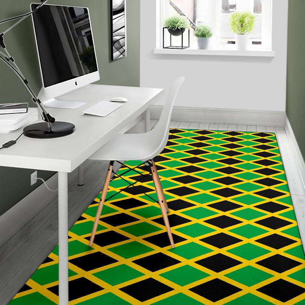 Jamaican Flag Pattern Print Floor Mat-grizzshop