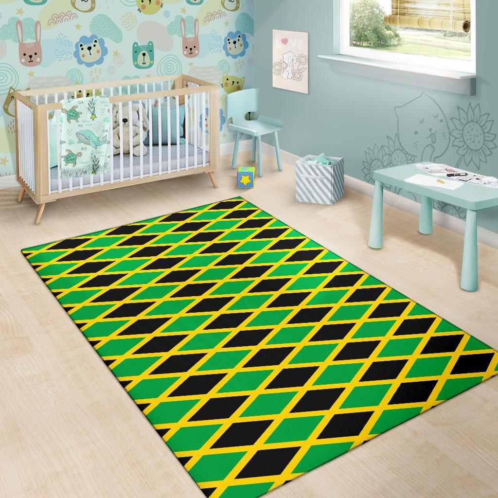 Jamaican Flag Pattern Print Floor Mat-grizzshop