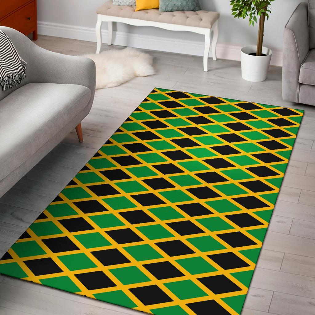 Jamaican Flag Pattern Print Floor Mat-grizzshop