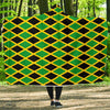 Jamaican Flag Pattern Print Hooded Blanket-grizzshop