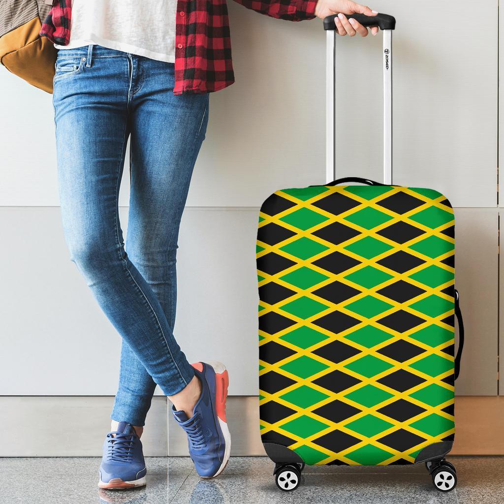 Jamaican Flag Pattern Print Luggage Cover Protector-grizzshop