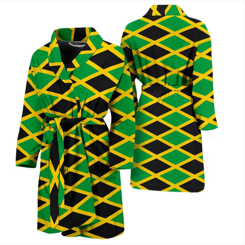 Jamaican Flag Pattern Print Men Long Robe-grizzshop