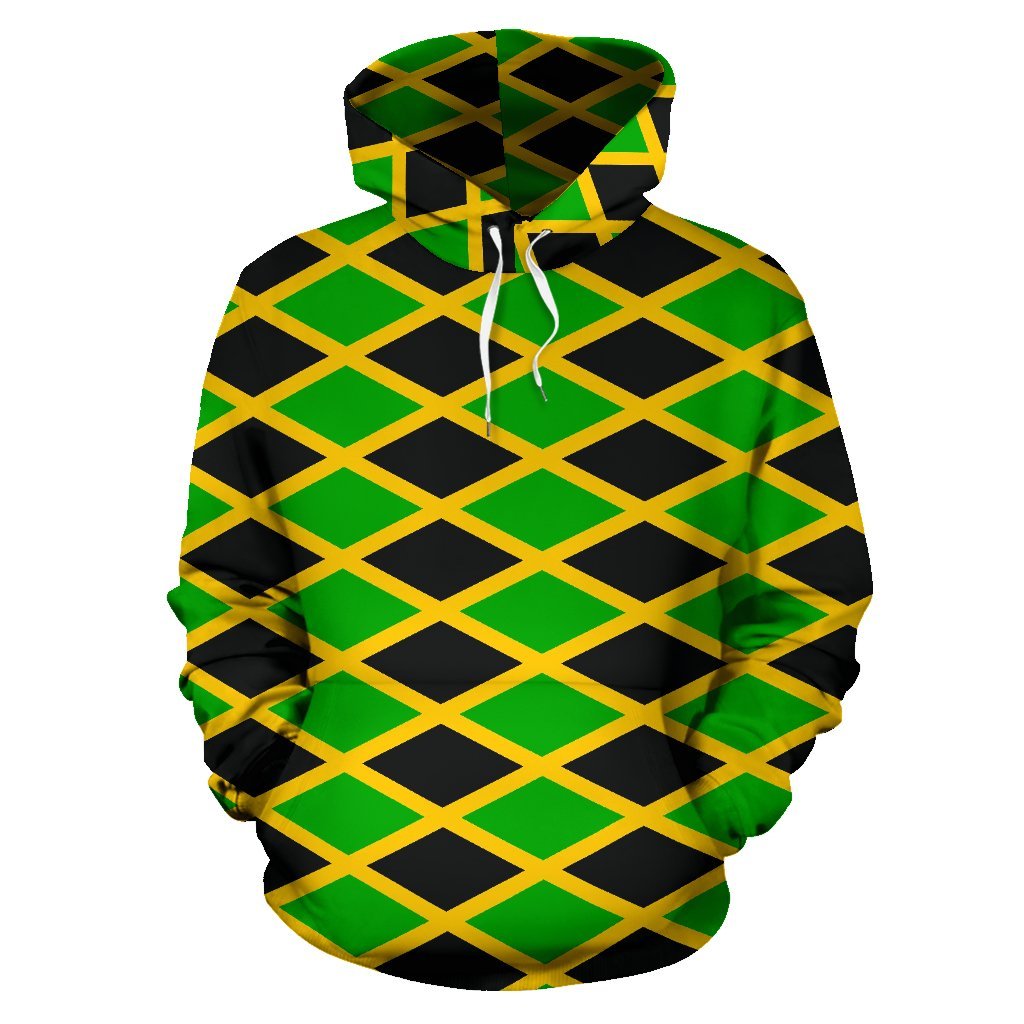 Jamaican Flag Pattern Print Men Women Pullover Hoodie-grizzshop