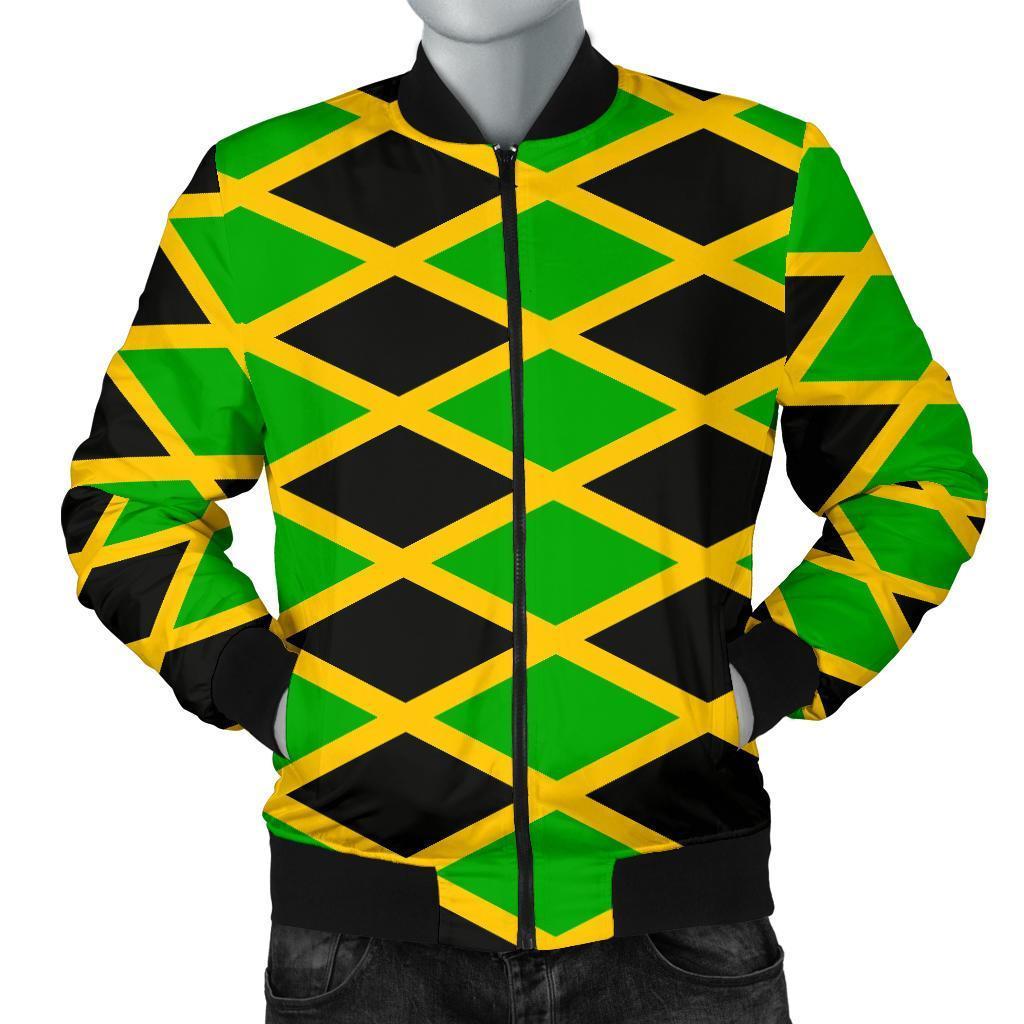 Jamaican Flag Pattern Print Men's Bomber Jacket-grizzshop