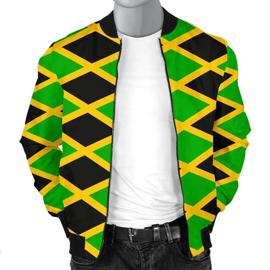 Jamaican Flag Pattern Print Men's Bomber Jacket-grizzshop