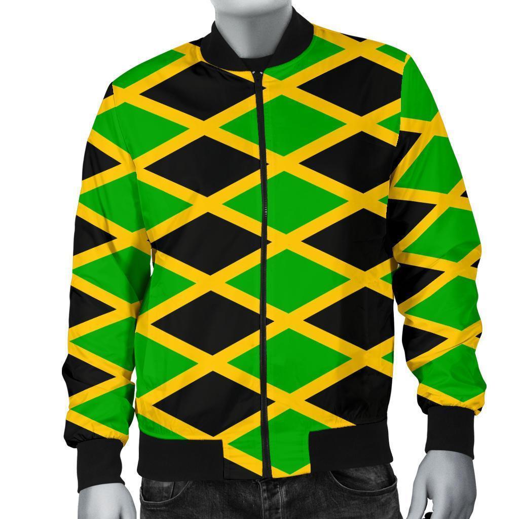 Jamaican Flag Pattern Print Men's Bomber Jacket-grizzshop