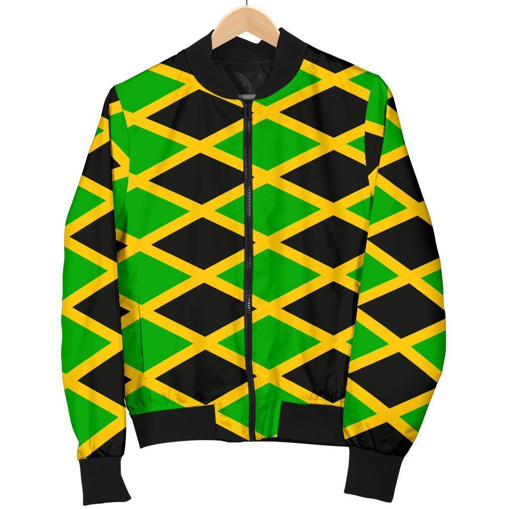 Jamaican Flag Pattern Print Men's Bomber Jacket-grizzshop