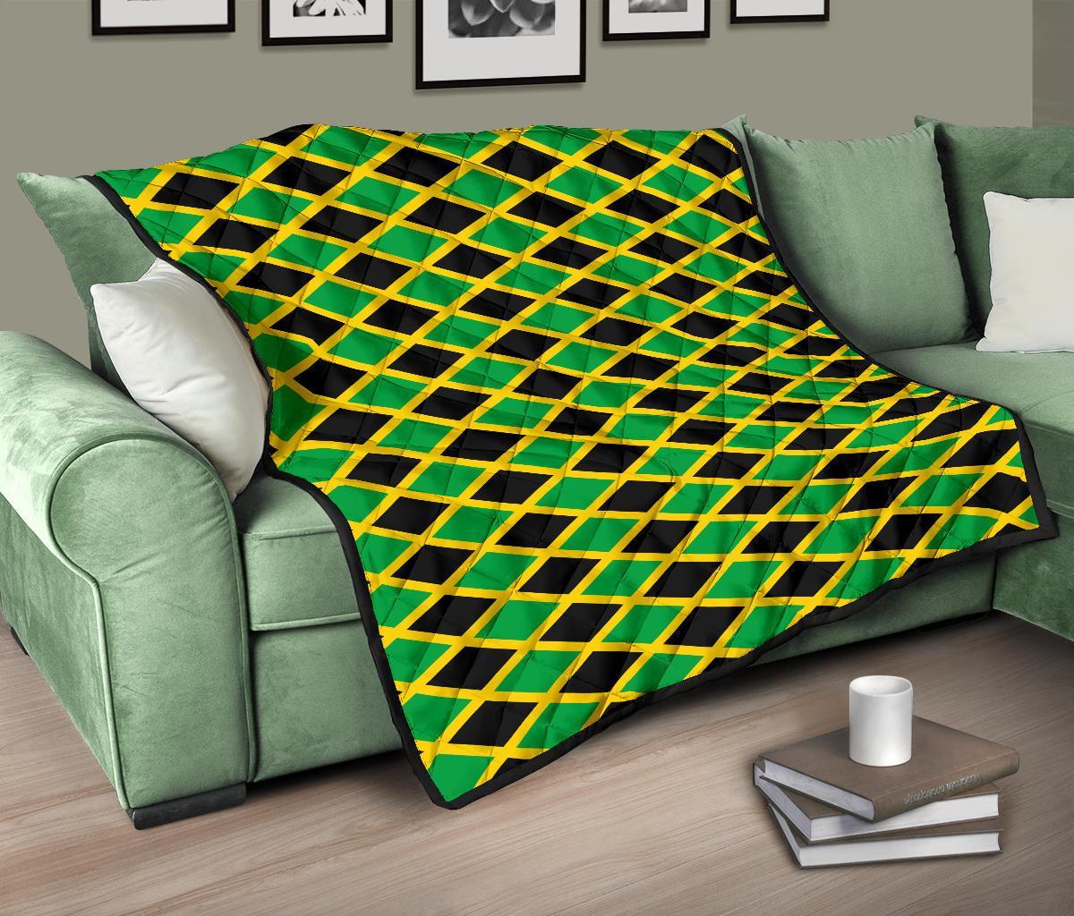 Jamaican Flag Pattern Print Quilt-grizzshop