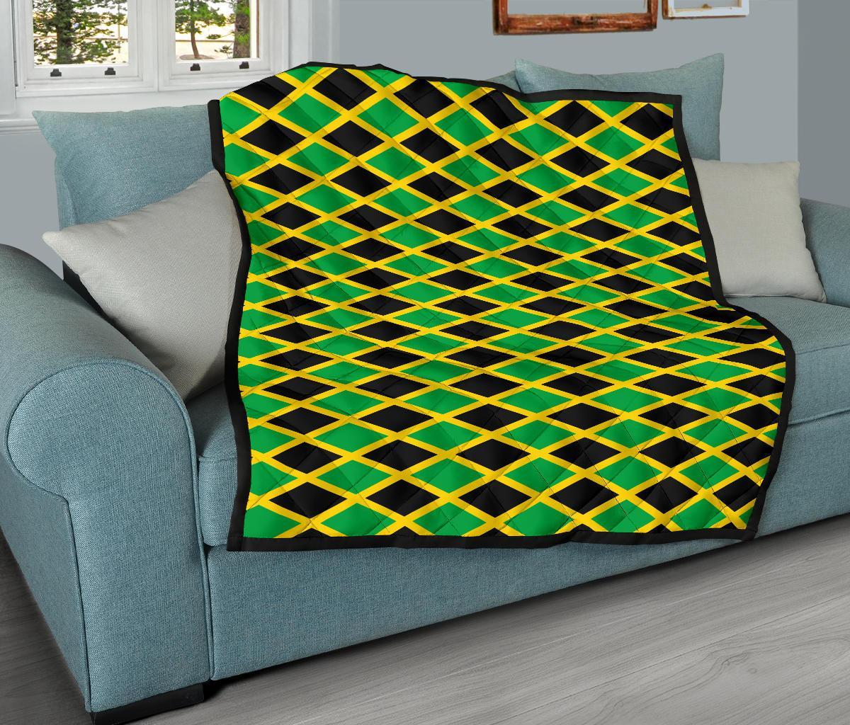 Jamaican Flag Pattern Print Quilt-grizzshop