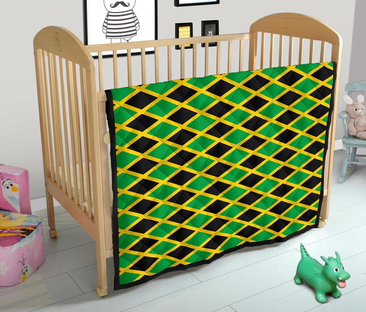 Jamaican Flag Pattern Print Quilt-grizzshop