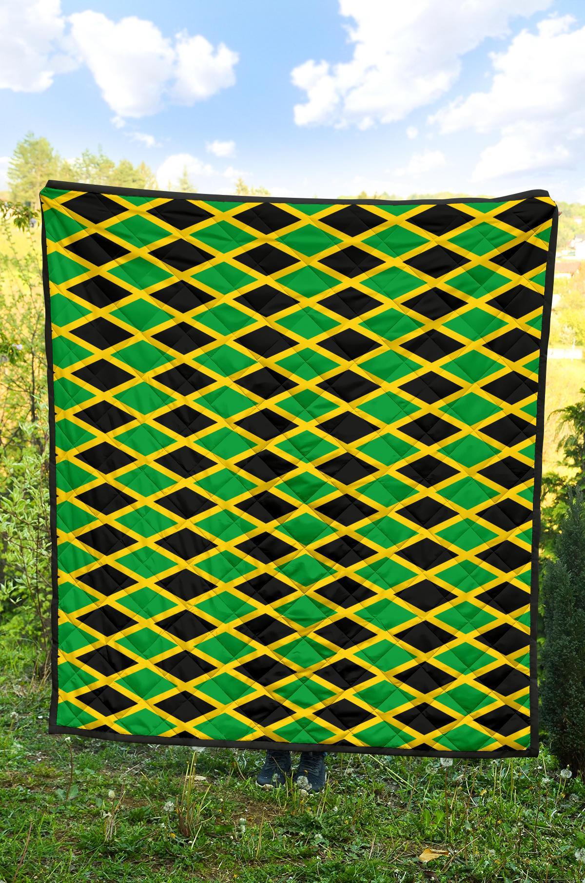 Jamaican Flag Pattern Print Quilt-grizzshop