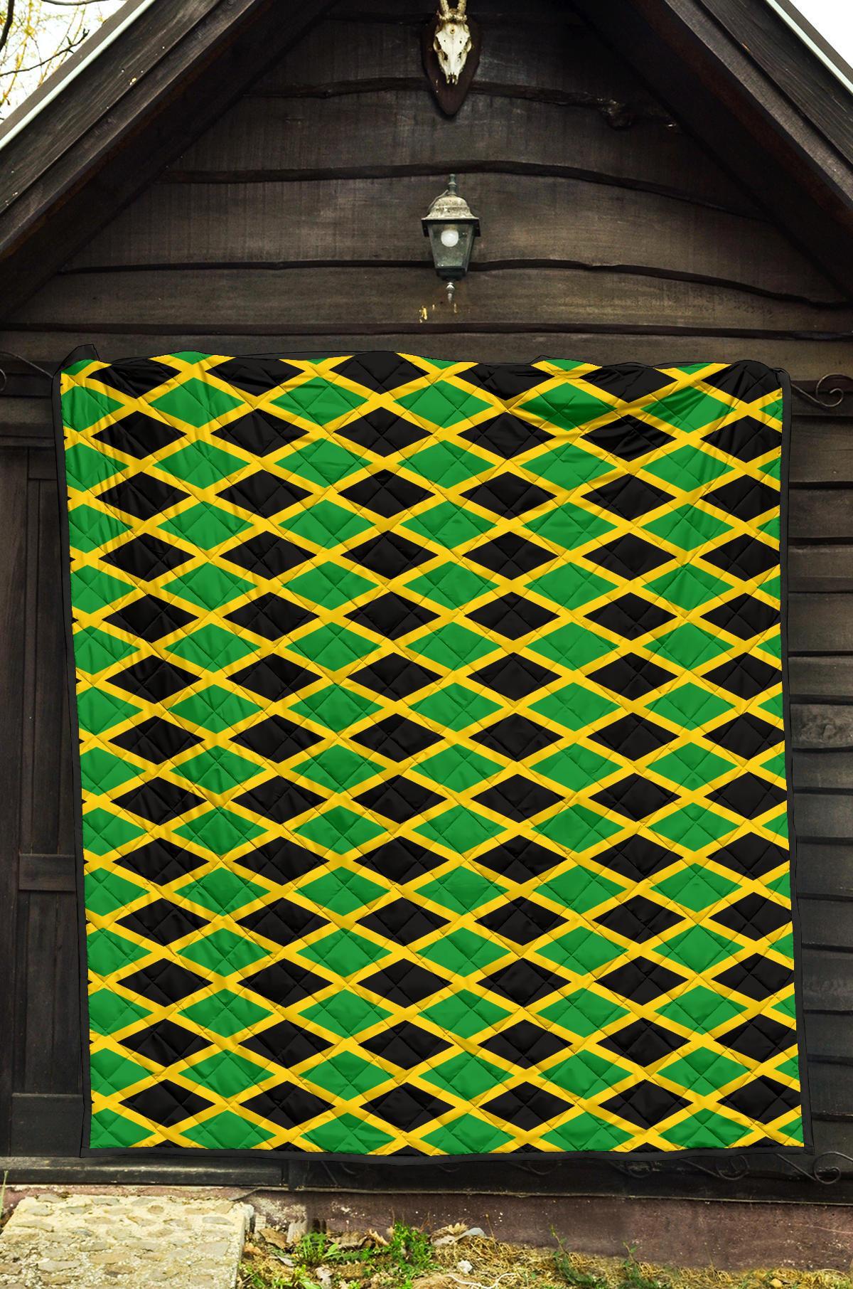 Jamaican Flag Pattern Print Quilt-grizzshop