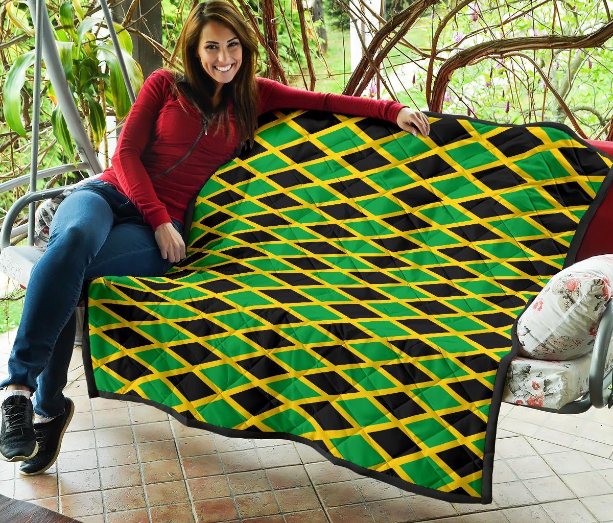 Jamaican Flag Pattern Print Quilt-grizzshop