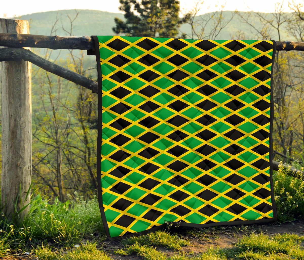 Jamaican Flag Pattern Print Quilt-grizzshop