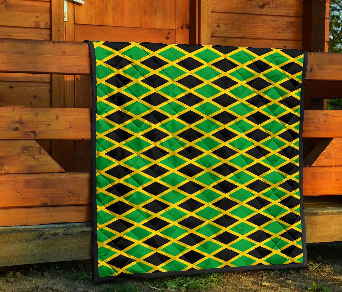 Jamaican Flag Pattern Print Quilt-grizzshop