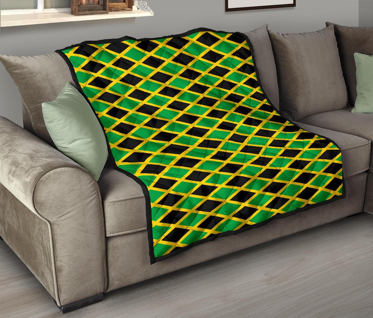 Jamaican Flag Pattern Print Quilt-grizzshop