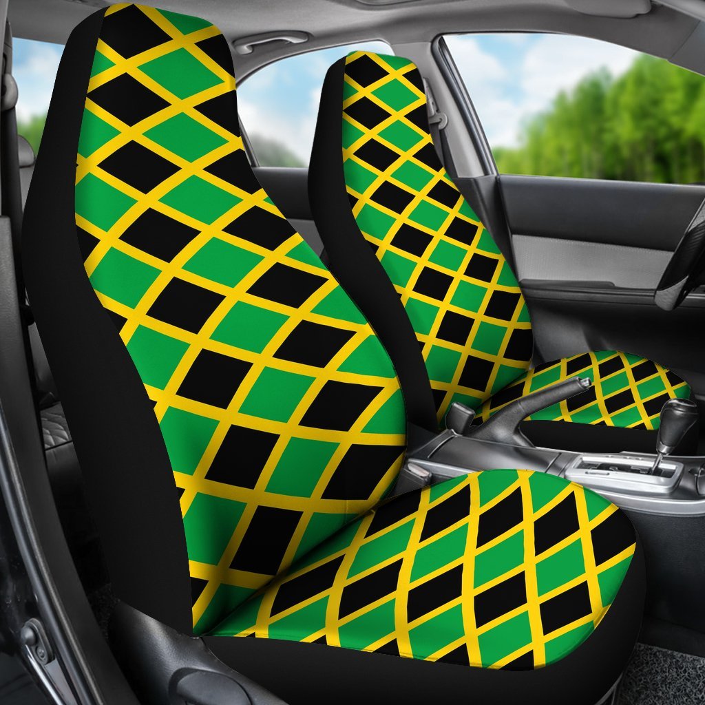 Jamaican Flag Pattern Print Universal Fit Car Seat Covers-grizzshop