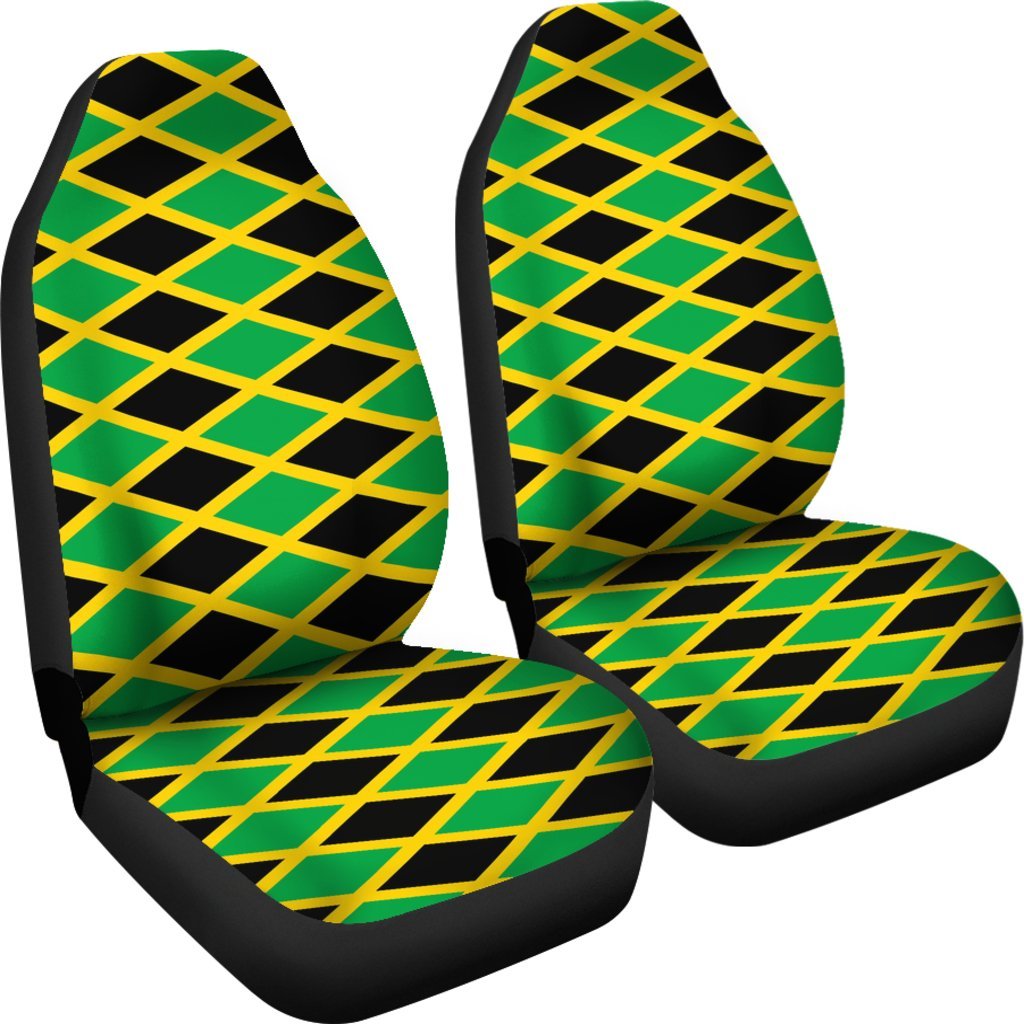 Jamaican Flag Pattern Print Universal Fit Car Seat Covers-grizzshop