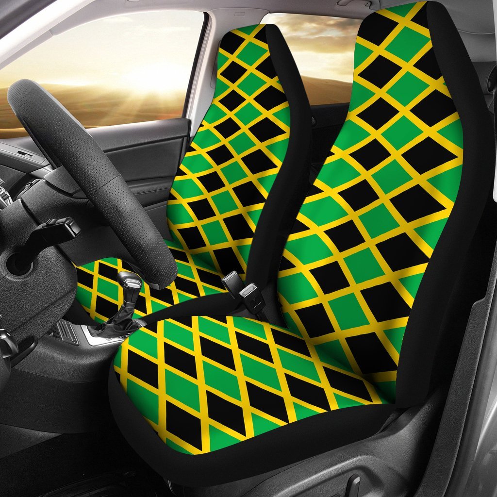 Jamaican Flag Pattern Print Universal Fit Car Seat Covers-grizzshop