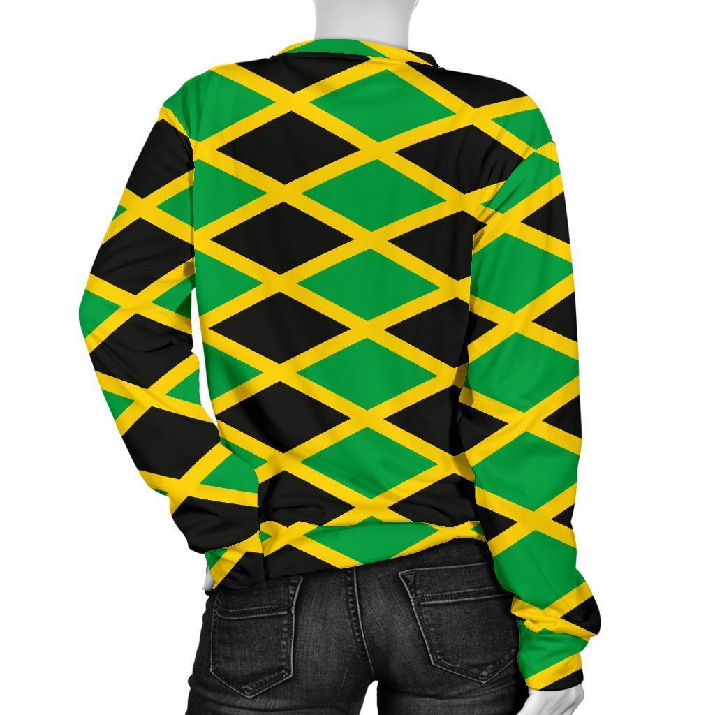 Jamaican Flag Pattern Print Women's Sweatshirt-grizzshop