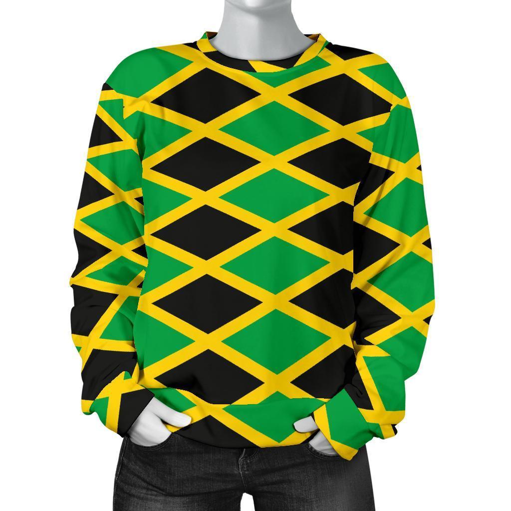 Jamaican Flag Pattern Print Women's Sweatshirt-grizzshop