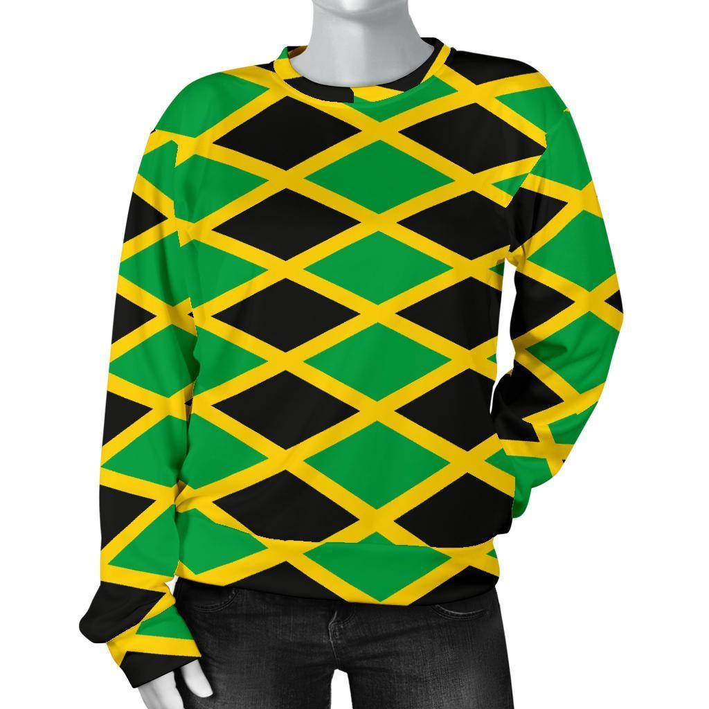 Jamaican Flag Pattern Print Women's Sweatshirt-grizzshop