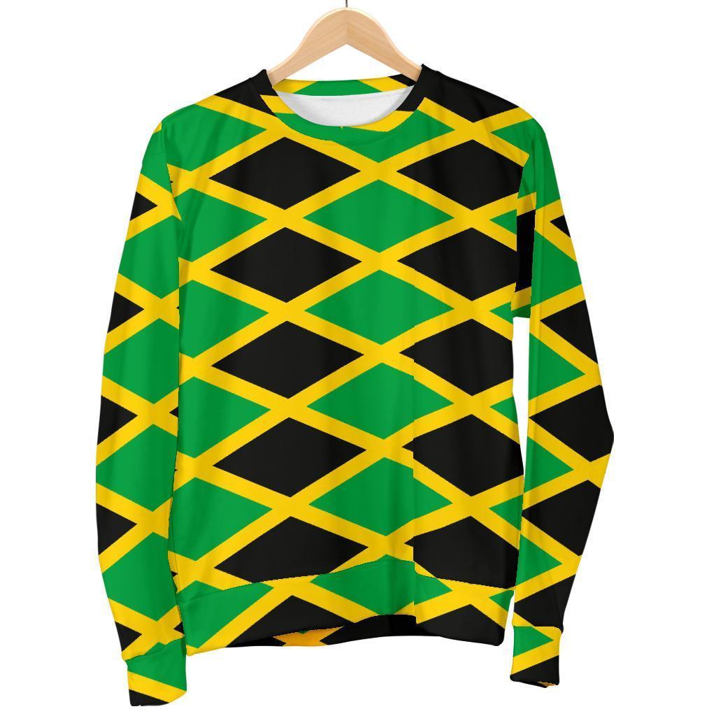 Jamaican Flag Pattern Print Women's Sweatshirt-grizzshop