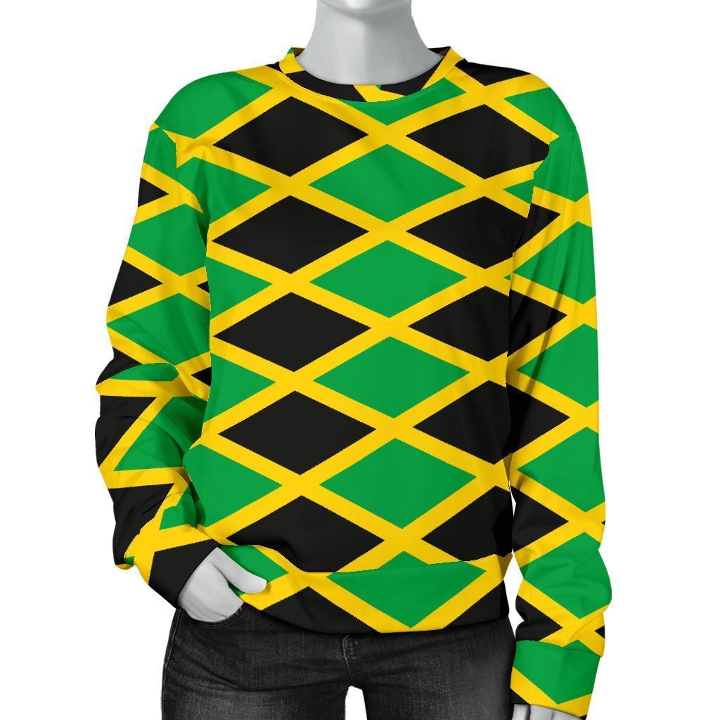 Jamaican Flag Pattern Print Women's Sweatshirt-grizzshop